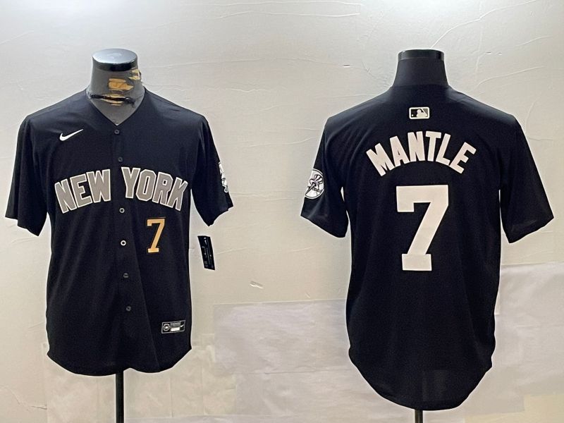 Men New York Yankees 7 Mantle Black Game 2024 Nike MLB Jersey style 12021